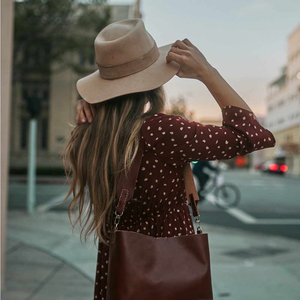 Handmade leather tote bag